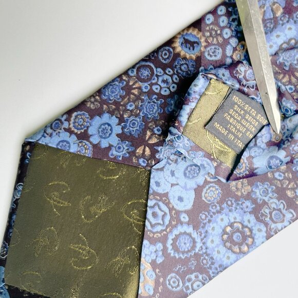 Christian Lacroix Paris Blue Abstract 100% Pure Silk Tie - Picture 3 of 4